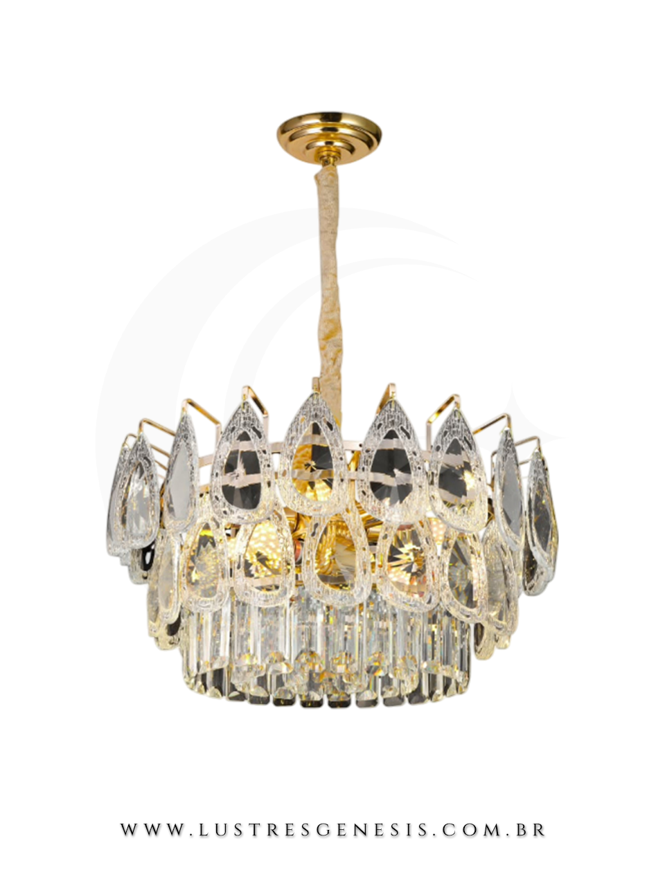 Lumin&aacute;ria de Teto Pendente Cristal e Vidro Trabalhado